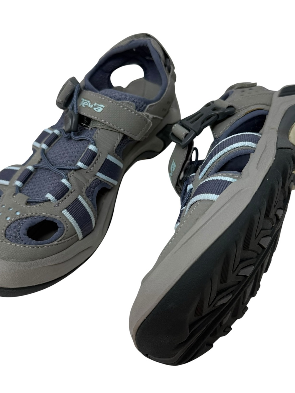 Teva Omnium Womens size 8 Hiking Sandals Blue Grey Closed Toe Water Shoes - Picture 4 of 6